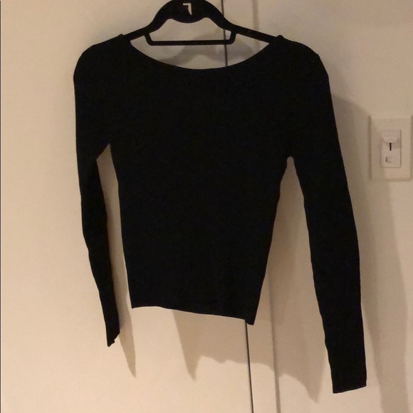 Zara | Tops | Zara Knit Long Sleeve Tee With Tie Up Low Back | Poshmark